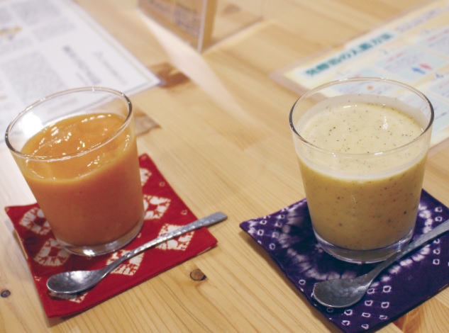 Smoothies made of the EM grown vegetables and fruits from the neighbors’farms
