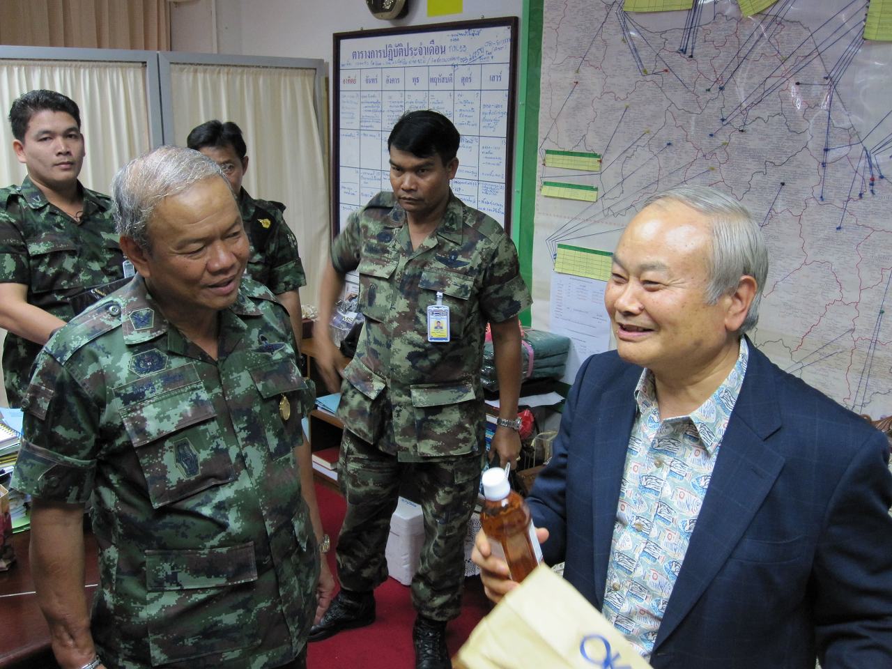 Prof. Higa during his visit to Thailand along with former General Pichate of the Royal Thai Army
