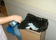 Spraying AEM inside the diaper garbage bin to suppress bad odor
