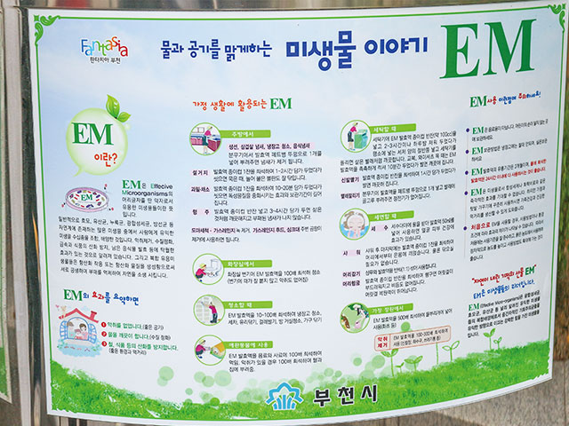 The poster on how to use EM at home.
