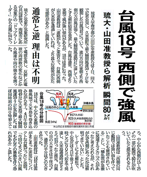 Figure 3:  Okinawa Times October 8, 2016 (provided by Okinawa Times)