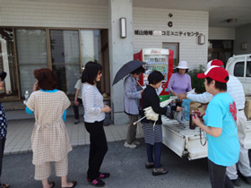 May 15, 2016. Free distribution of activated EM at Shiroyama public hall in the Kawachi district of Kumamoto City 