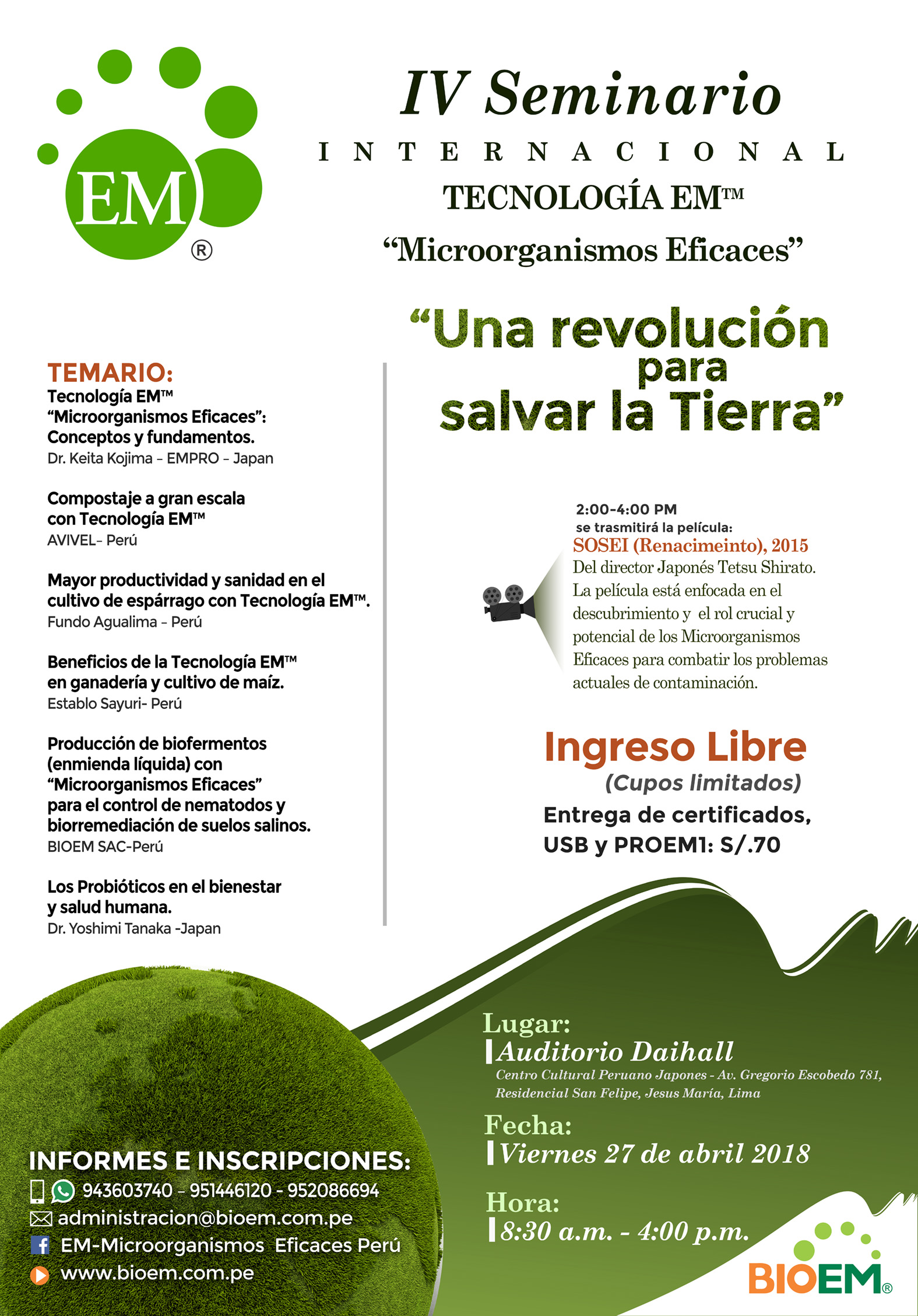 International EM Technology Seminar in Peru in April, 2018 