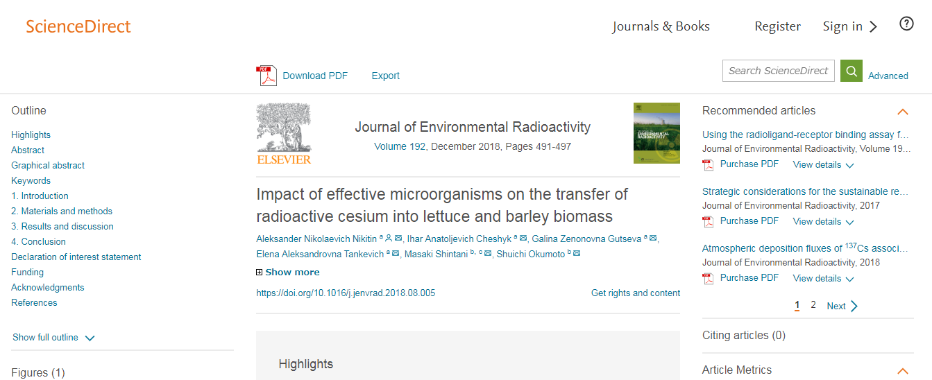 A research paper published in the Journal of Environmental Radioactivity
